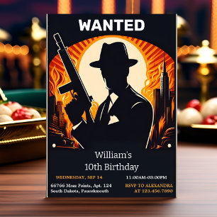Ideal Adult kids 90s boy Retro Mafia 10th Birthday Invitation