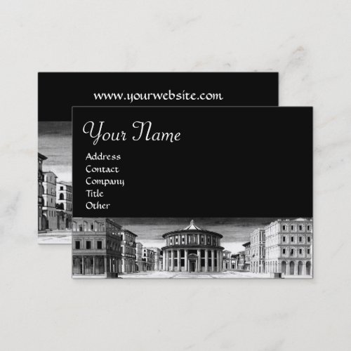 IDEAL CITY RENAISSANCE ARCHITECTURE Black White Business Card