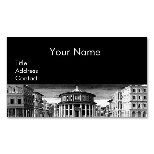 IDEAL CITYRenaissance Architecture Black White Magnetic Business Card
