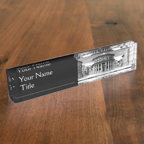 IDEAL CITY Renaissance Architecture Black White Name Plate