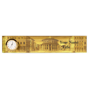 IDEAL CITY,Renaissance Architecture / Gold Yellow Desk Name Plate