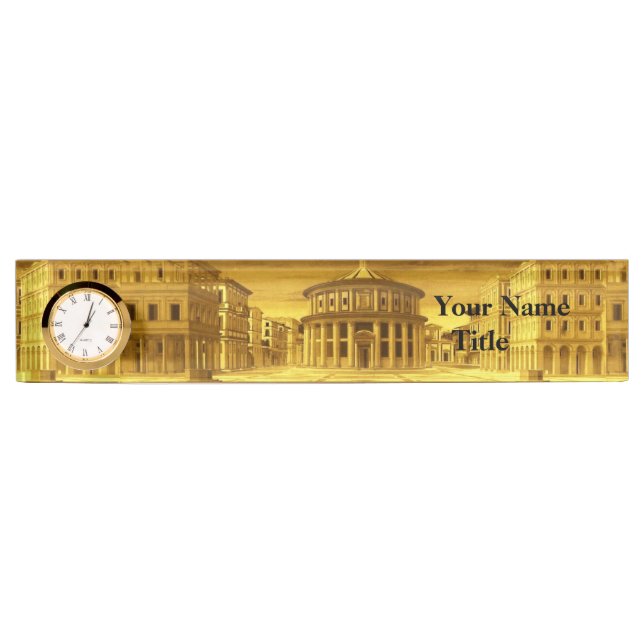 IDEAL CITY,Renaissance Architecture / Gold Yellow Desk Name Plate (Front)
