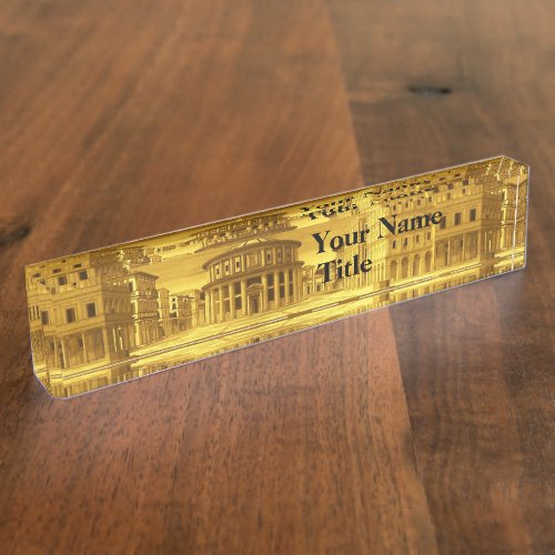 IDEAL CITYRenaissance Architecture  Gold Yellow Desk Name Plate