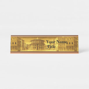 IDEAL CITY,Renaissance Architecture / Gold Yellow Desk Name Plate