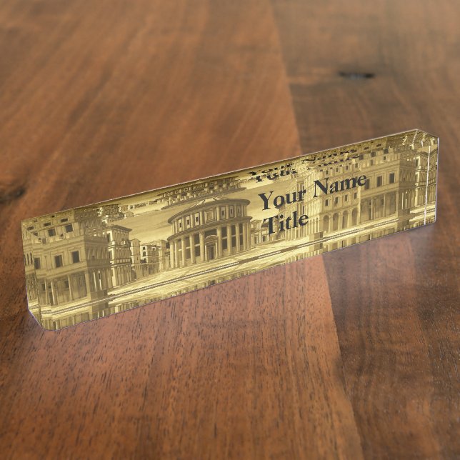 IDEAL CITY,Renaissance Architecture / Gold Yellow Name Plate (Side)