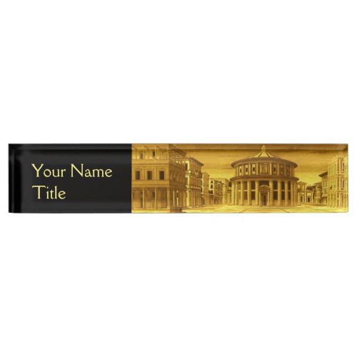 IDEAL CITYRenaissance Architecture  Gold Yellow Name Plate