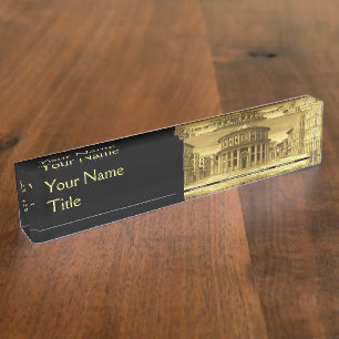 IDEAL CITY,Renaissance Architecture / Gold Yellow Name Plate