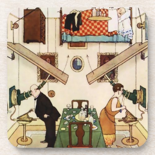 Ideal Home _ Spare Room by W Heath Robinson Beverage Coaster