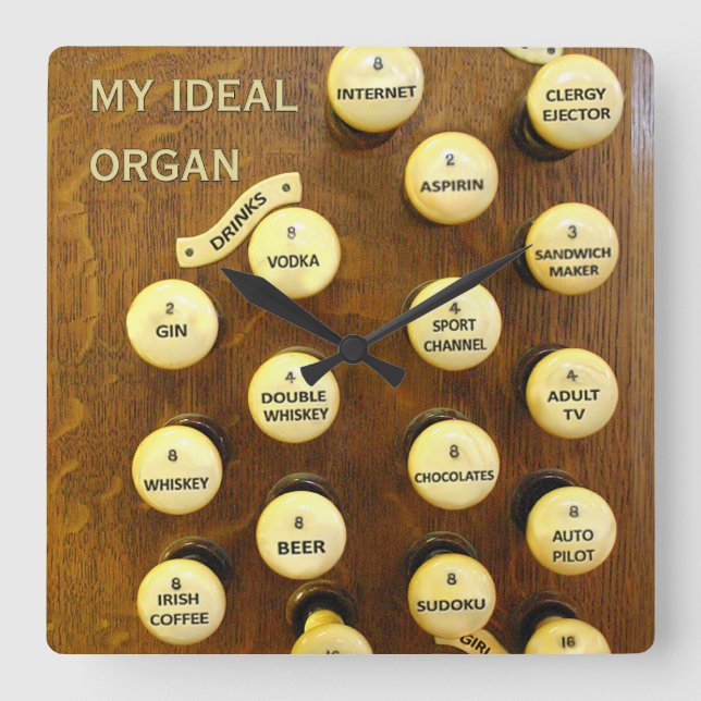 Ideal organ square wall clock (Front)