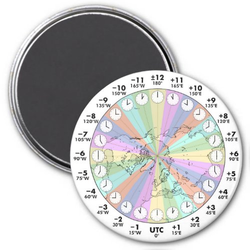 Ideal Time Zones Northern Hemisphere Round Magnet