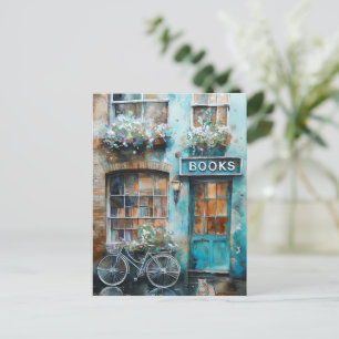 Ideal Watercolor Bookstore Painting Postcard