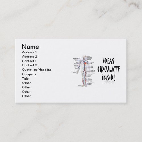 Ideas Circulate Inside Circulatory System Business Card