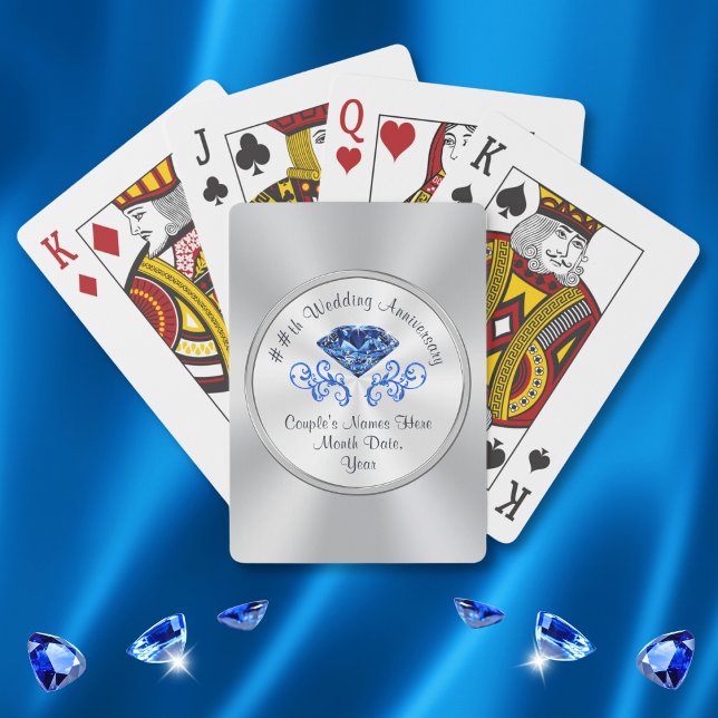 Ideas for 45th Wedding Anniversary Party Favors Poker Cards (Personalise Inexpensive 45th anniversary gifts. 45th anniversary party favors. Sapphire party favor.)