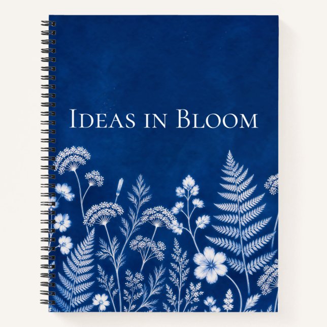 Ideas in Bloom Blue Botanical Notebook (Front)