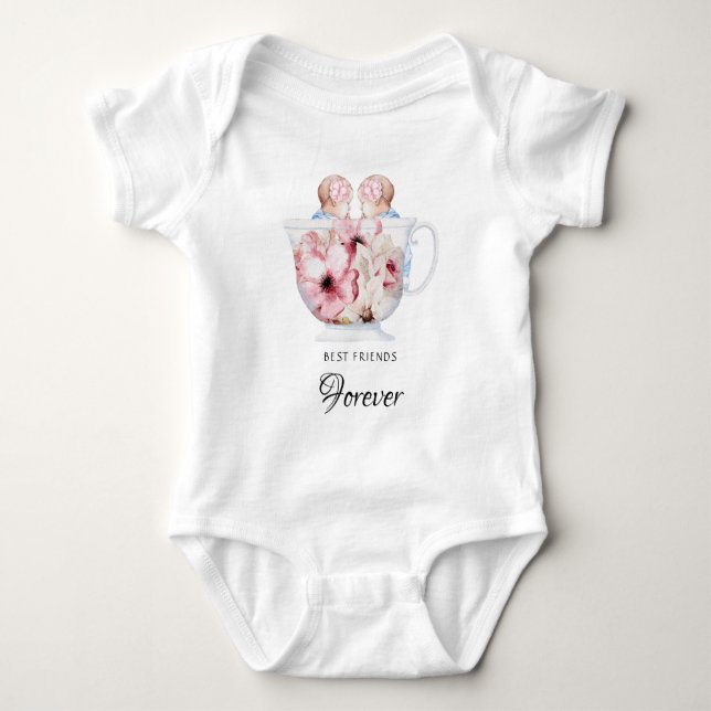 *~*Identical TWIN Sisters Baby T-Shirt Baby Rose Bodysuit (Front)
