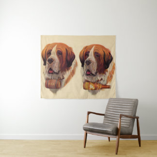 identical twin St. Bernards dogs Tapestry