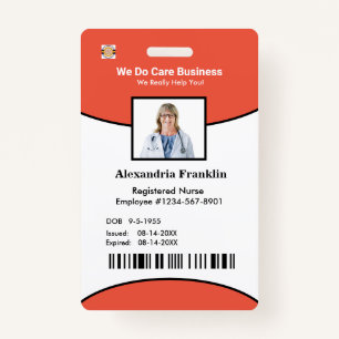 Identification Card Bar Code Photo Employee Badge