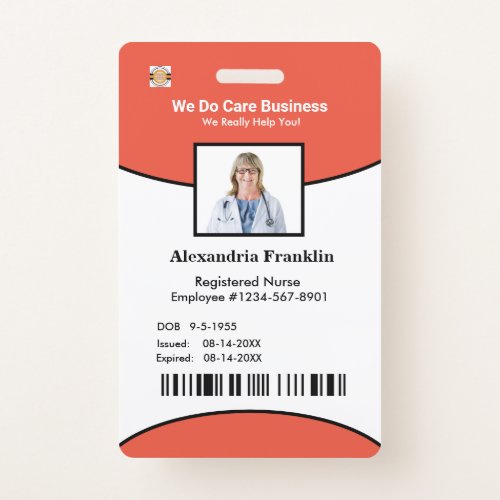 Identification Card Bar Code Photo Employee  Badge
