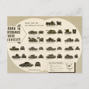 Identification Chart WWII Medium Tanks Postcard