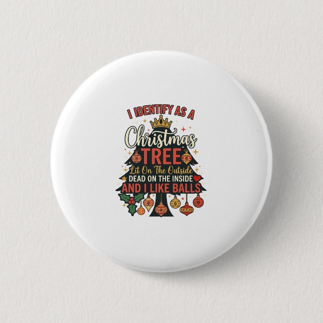 Identify As Christmas Tree Crown Balls Button (Front)