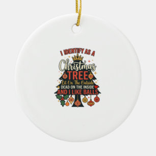 Identify As Christmas Tree Crown Balls Ceramic Ornament