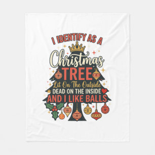 Identify As Christmas Tree Crown Balls Fleece Blanket