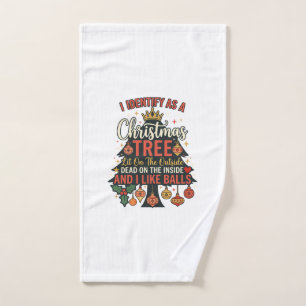 Identify As Christmas Tree Crown Balls Hand Towel