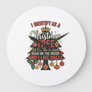 Identify As Christmas Tree Crown Balls Large Clock