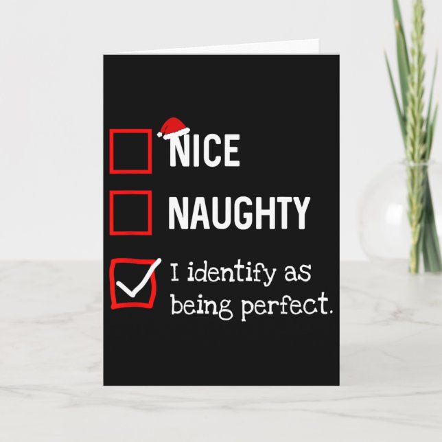 Identify As Perfect Fun Naughty Nice List Christma Card (Front)