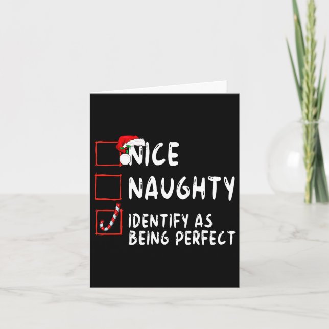 Identify As Perfect Funny Naughty Nice List Christ Card (Front)