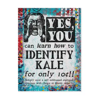 Identify Kale - Funny Vintage Ad Postcard Identify Kale - Funny Vintage Ad Postcard