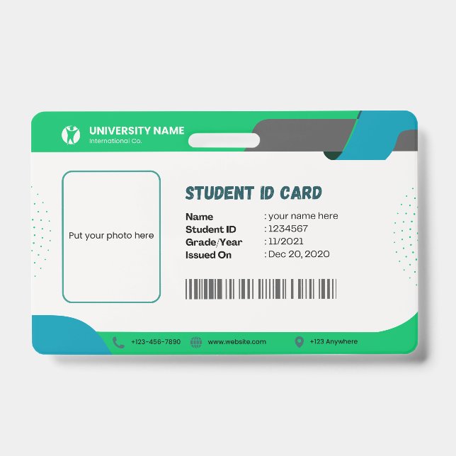 Identity Card for university Badge (Front)