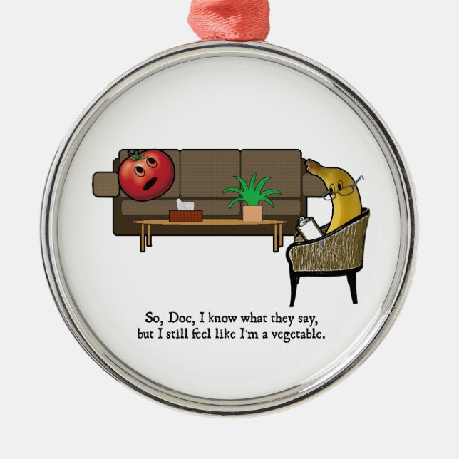 Identity Crisis, Tomato Sees Psychiatrist Metal Ornament (Front)