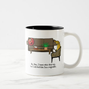 Identity Crisis, Tomato Sees Psychiatrist Two-Tone Coffee Mug