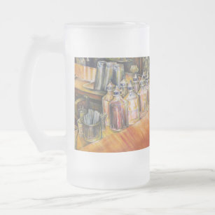 Ideography of Golden Light Frosted Glass Beer Mug