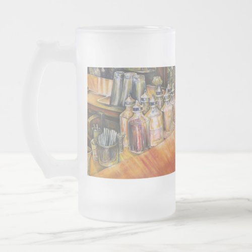 Ideography of Golden Light Frosted Glass Beer Mug