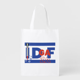 IDF and IDGAF concept Israeli Palestine conflict Grocery Bag