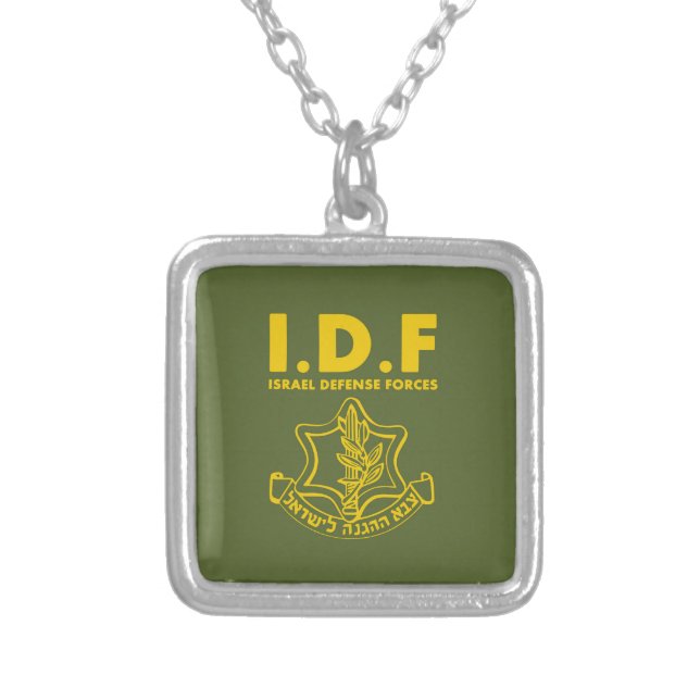 IDF Israel Defense Forces - ENG Silver Plated Necklace (Front)