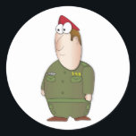 IDF Soldier Classic Round Sticker<br><div class="desc">An Illustration of an IDF (Israeli Deffence Force) Soldier, from the T'ZANCHANIM Brigade. This brigade is well known for its red beret and the prestigious parachuter wings insignia. He also has the traditional "TZ'AHAL" inscription in yellow letters. This illustration was created by using clean, elegant, simple and humorous principles. It...</div>