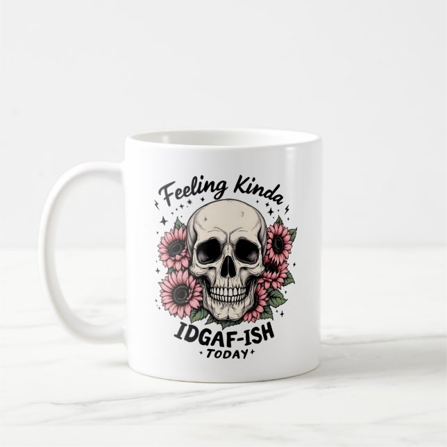 IDGAF-ISH Mug | Funny Skull Floral Coffee Cup (Left)