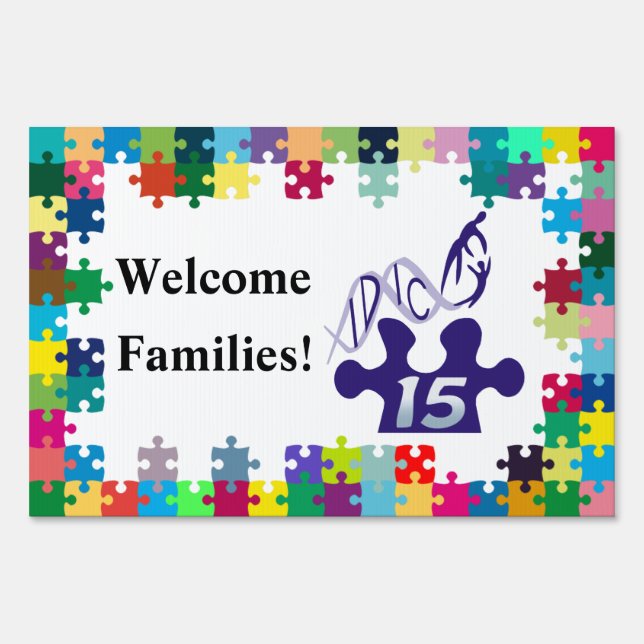 IDIC 15 Yard Sign Blue Puzzle Get Togethers (Front)