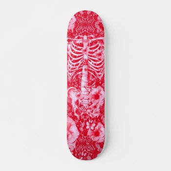 Idiopathic Idiot Floral Lace Skeleton Skateboard by KPattersonDesign at Zazzle