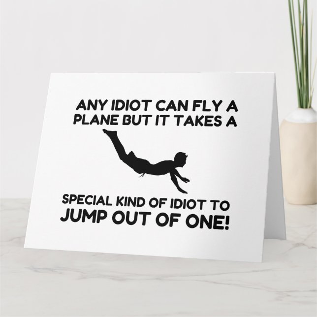 IDIOT SKYDIVING LETTERPRESS THANK YOU CARD (Front)