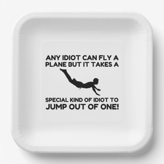 IDIOT SKYDIVING PAPER PLATES (Front)