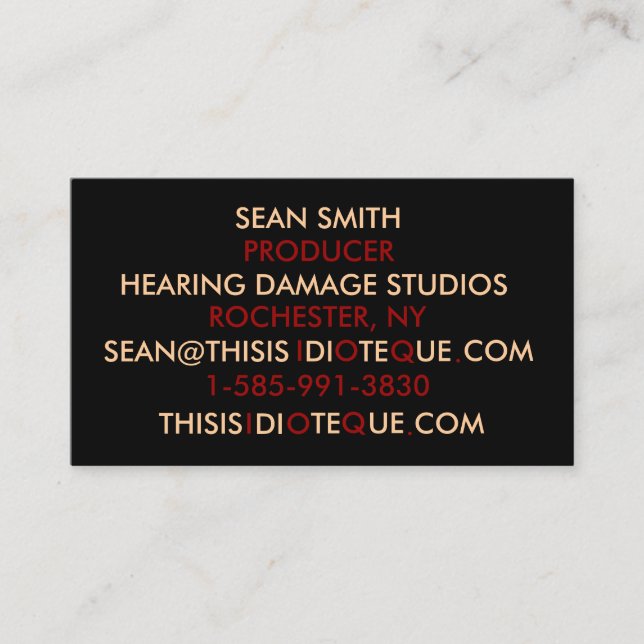 Idioteque Business Cards (Front)