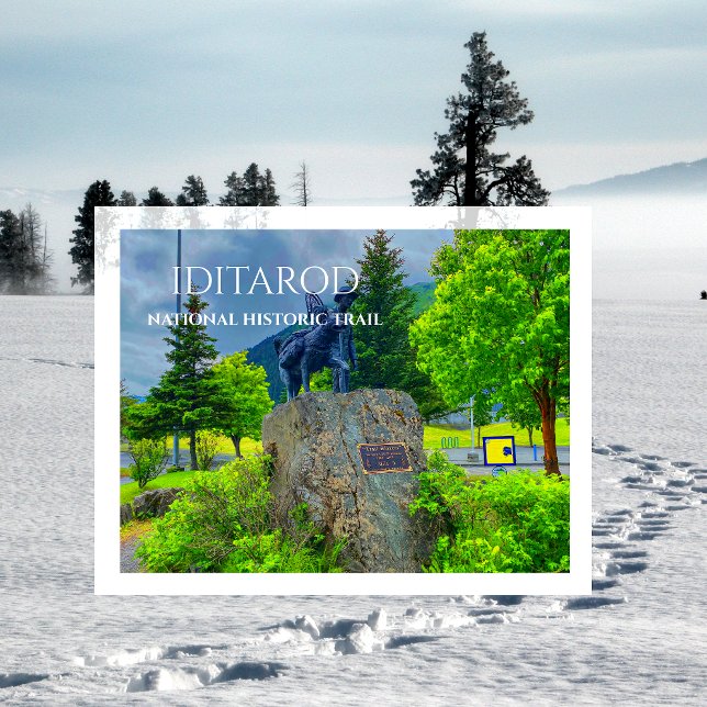 Iditarod Trail Mile Zero, Trail Blazers Statue Postcard (Creator Uploaded)