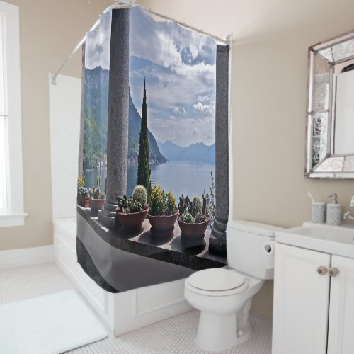 IDLYLIC ITALIAN LAKE VIEW SHOWER CURTAIN