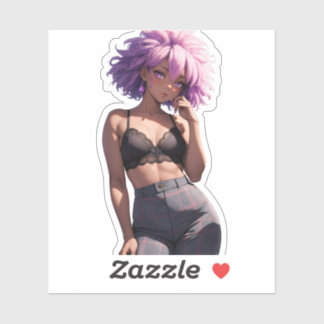 idnight Plaid Elegance Sticker