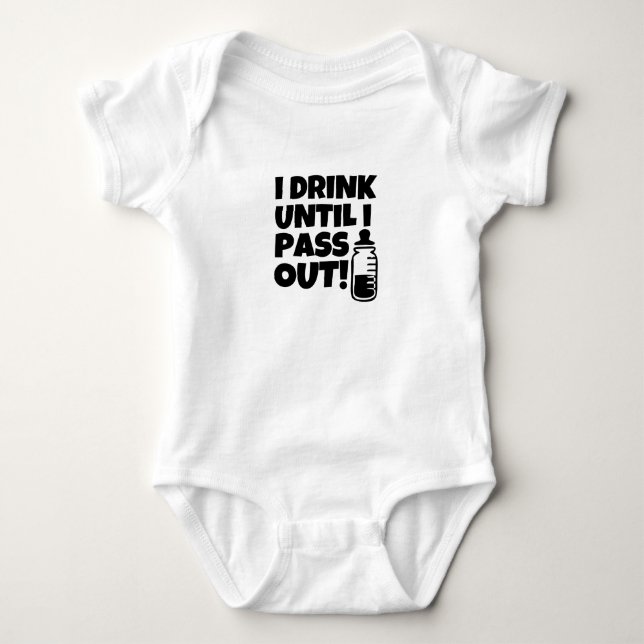 Idrink,until,ipass,out,funny,baby,saying,shirt Baby Bodysuit (Front)