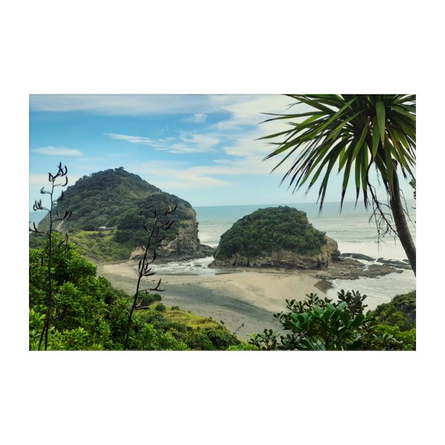 Idyllic Bethells Beach Coastal Photo Acrylic Print (Front)